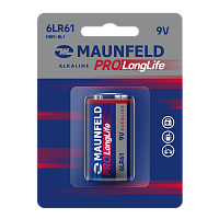 Батарейки MAUNFELD PRO Long Life Alkaline 9V(6LR61) MB9-BL1, блистер 1 шт.