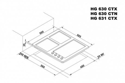 Газовая варочная панель Korting HG 631 CTX фото 3