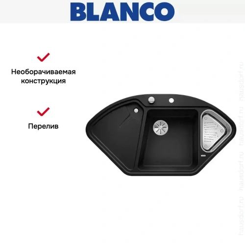 Мойка Blanco DELTA II SILGRANIT клапан-автомат InFino® антрацит фото 5