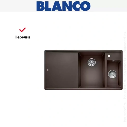 Мойка Blanco AXIA III 6 S-F чаша справа, доска ясень клапан-автомат InFino® кофе фото 5