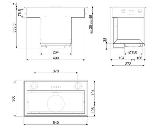Встраиваемая вытяжка Smeg KSEG58PXE фото 6