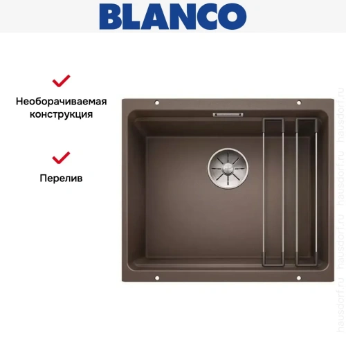 Мойка Blanco ETAGON 500-U SILGRANIT PuraDur кофе фото 9