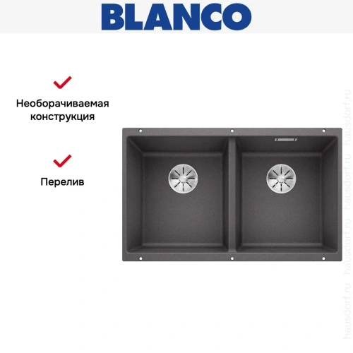 Мойка BLANCO SUBLINE 350/350-U Silgranit темная скала фото 9