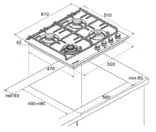 Газовая варочная панель Kuppersberg FG 65 B фото 5