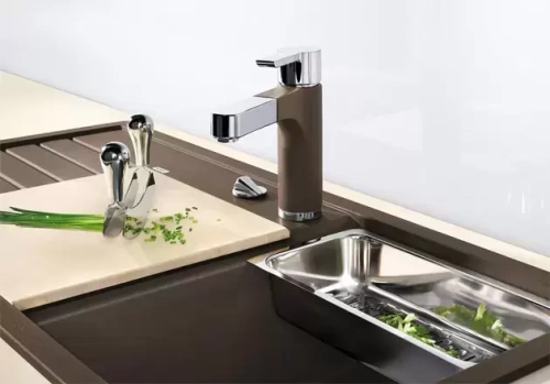 Смеситель Blanco Pylos-S chrome/Silgranit песочный фото 5