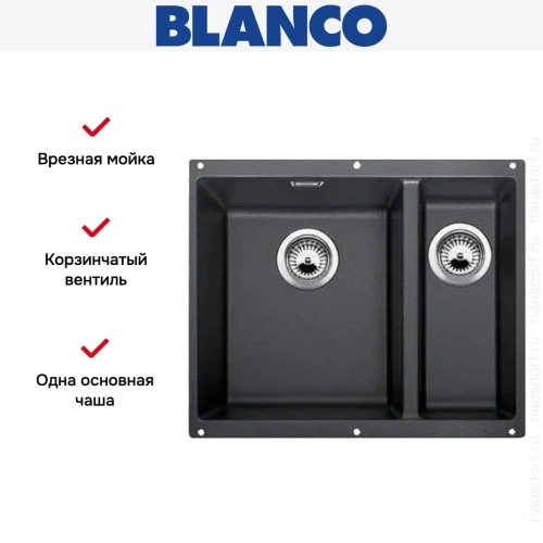 Мойка Blanco ROTAN 340/160-U Silgranit антрацит фото 3