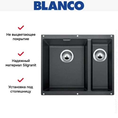 Мойка Blanco ROTAN 340/160-U Silgranit антрацит фото 2
