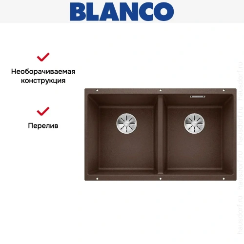 Мойка BLANCO SUBLINE 350/350-U Silgranit кофе фото 9