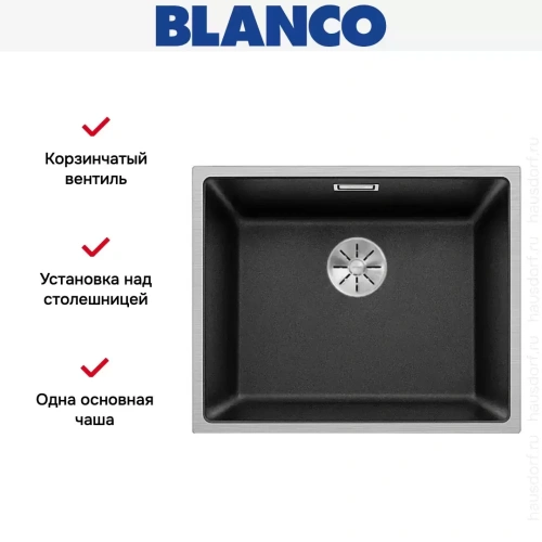 Мойка Blanco SUBLINE 500-IF отводная арматура InFino® антрацит фото 5
