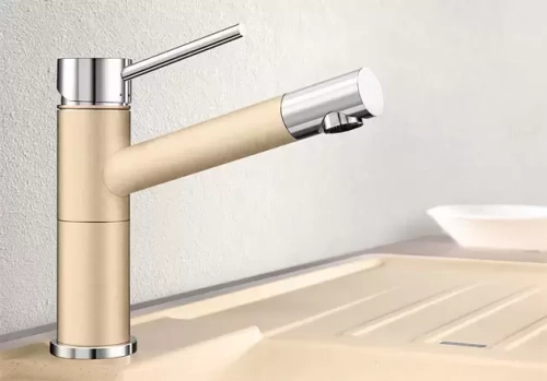 Смеситель Blanco Alta compact chrome/Silgranit серый беж фото 3