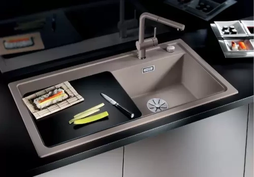 Мойка Blanco ZENAR XL 6 S чаша справа, доска стекло клапан-автомат InFino® темная скала фото 2