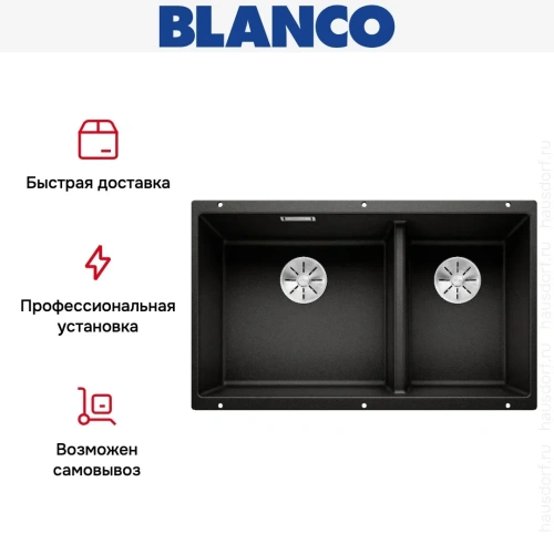 Мойка Blanco SUBLINE 430/270-U с отводной арматурой InFino® черный фото 15