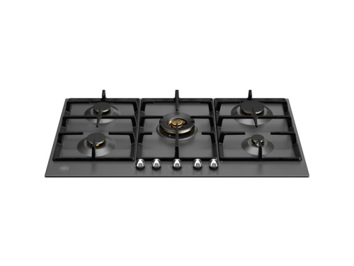 Встраиваемая газовая варочная панель Bertazzoni, с конфоркой dual wok по центру, 90 см, черный матовый Черный матовый