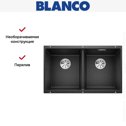 Мойка BLANCO SUBLINE 350/350-U Silgranit антрацит фото 9