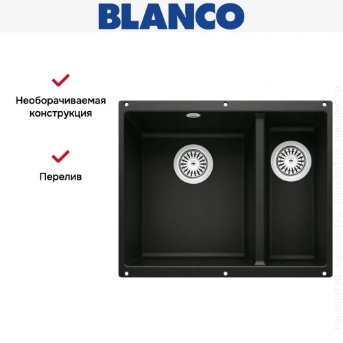 Мойка Blanco ROTAN 340/160-U Silgranit черный фото 6