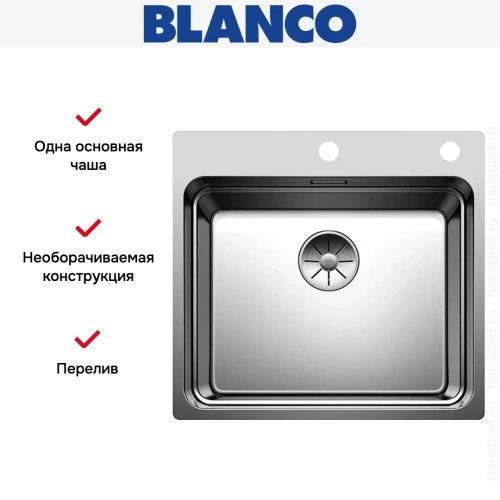 Мойка BLANCO ETAGON 500-IF/A нержавеющая сталь, клапан-автомат фото 12
