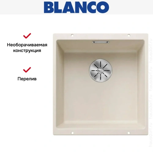 Мойка BLANCO SUBLINE 400-U Silgranit мягкий белый фото 11