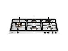 Встраиваемая газовая варочная панель Bertazzoni, конфорка dual wok сбоку, 90 см, нержавеющая сталь Нержавеющая сталь