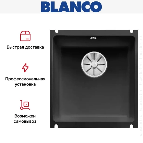 Мойка Blanco SUBLINE 375-U керамика отводная арматура InFino® черный фото 5