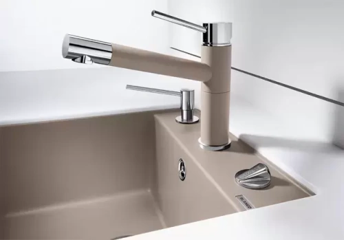 Смеситель Blanco Alta compact chrome/Silgranit серый беж фото 4