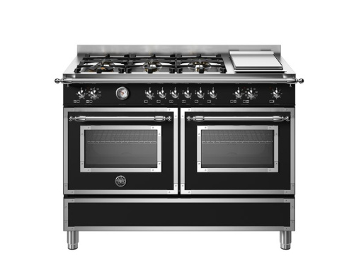 Варочный центр Bertazzoni, 6 газовых конфорок, два многофункциональных электрических шкафа, Heritage, 120 см, черный матовый Черный матовый фото 2