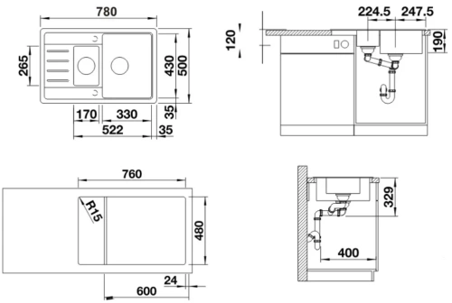 Мойка BLANCO Legra 6 S Compact SIlgranit кофе фото 3