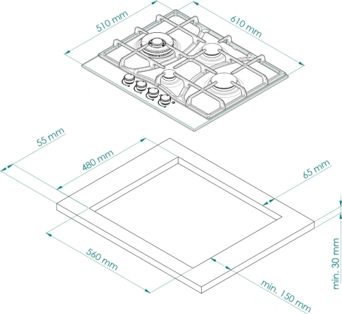 Газовая варочная панель Kuppersberg FS 604 W Silver фото 8