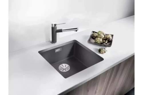 Мойка Blanco SUBLINE 320-U SILGRANIT отводная арматура InFino® жасмин фото 2