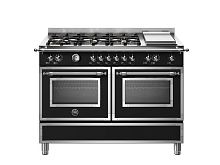 Варочный центр Bertazzoni, 6 газовых конфорок, два многофункциональных электрических шкафа, Heritage, 120 см, черный матовый Черный матовый