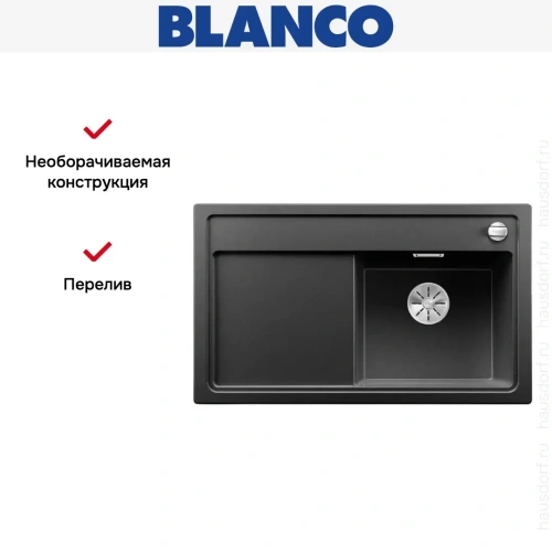 Мойка Blanco ZENAR 45S чаша справа клапан-автомат InFino антрацит фото 3