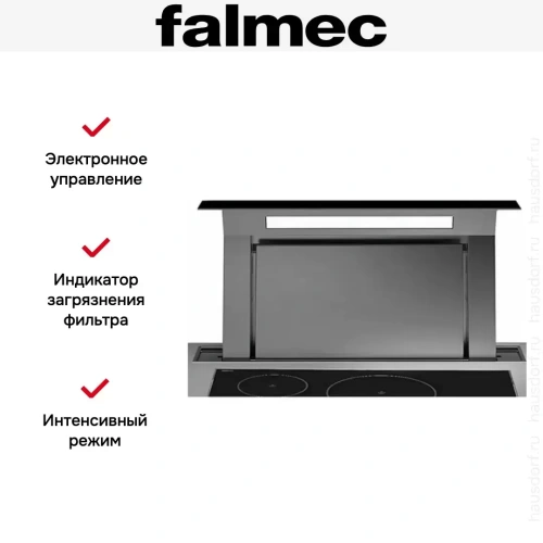 Встраиваемая вытяжка Falmec Down Draft 90 vetro ECP black фото 6