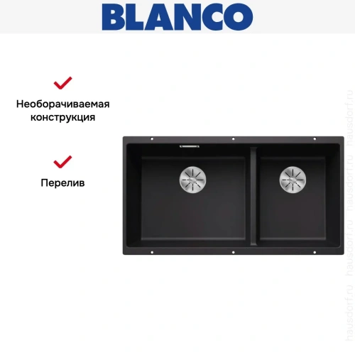 Мойка BLANCO SUBLINE 480/320-U Silgranit черный фото 9