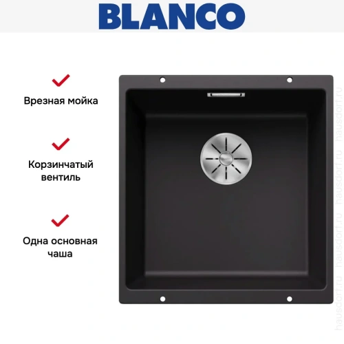 Мойка BLANCO SUBLINE 400-U Silgranit черный фото 10