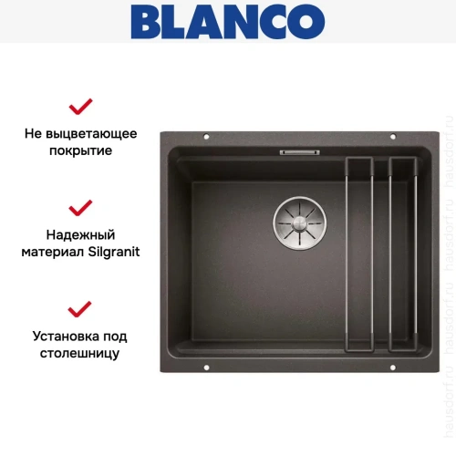 Мойка Blanco ETAGON 500-U SILGRANIT PuraDur антрацит фото 7