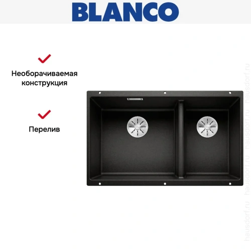 Мойка Blanco SUBLINE 430/270-U с отводной арматурой InFino® черный фото 14