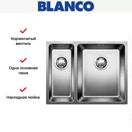 Мойка Blanco Andano 340/180-IF чаша справа нержавеющая сталь фото 6