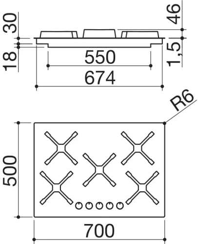 Газовая варочная панель Barazza 1PSPF75 фото 4