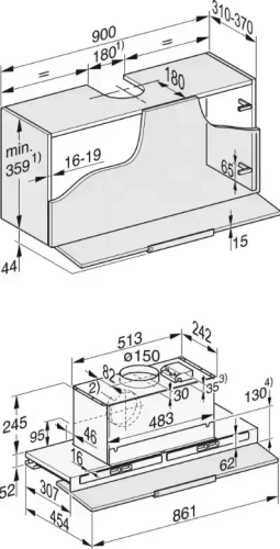 Встраиваемая вытяжка Miele DAS 8930 с витрины, царапина на корпусе фото 4