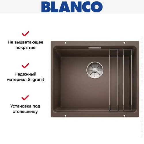 Мойка Blanco ETAGON 500-U SILGRANIT PuraDur кофе фото 7
