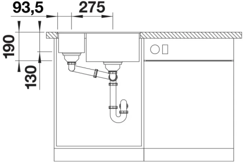 Мойка BLANCO SUBLINE 340/160-U Silgranit белый, чаша слева фото 5
