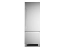 Встраиваемый холодильник/морозильник Bertazzoni со стальными фасадами, петли справа, шириной 75см Нержавеющая сталь