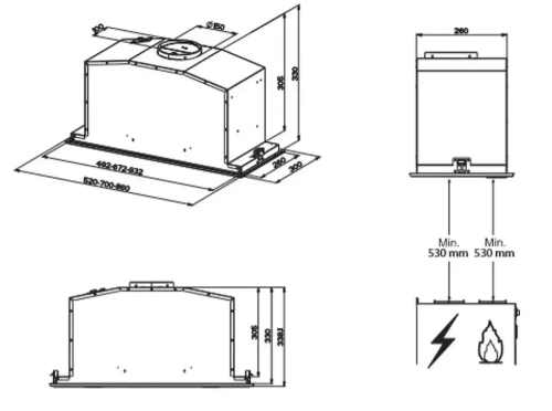Встраиваемая вытяжка Bertazzoni KIN52MOD1XC фото 2