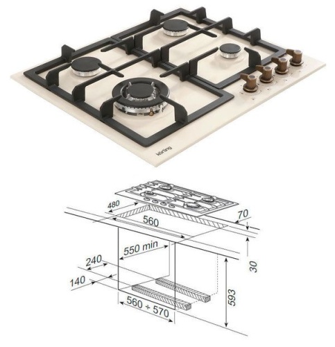 Газовая варочная панель Korting HG 660 CRB фото 2