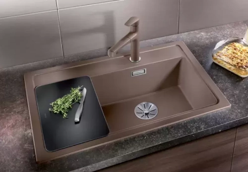 Мойка Blanco ZENAR XL 6 S Compact чаша справа, доска стекло клапан-автомат InFino® жемчужный фото 2