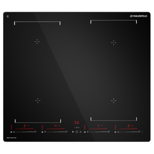 Индукционная варочная панель с объединением зон Bridge Induction и Booster MAUNFELD CVI604SBEXBK