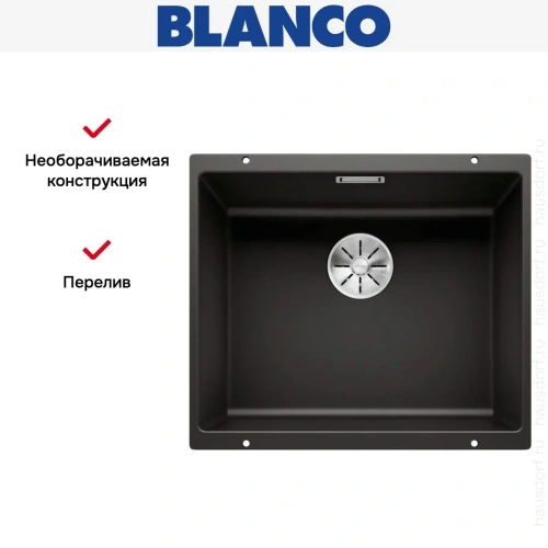 Мойка BLANCO SUBLINE 500-U Silgranit черный фото 6