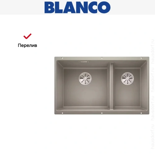 Мойка Blanco SUBLINE 430/270-U с отводной арматурой InFino® жемчужный фото 8