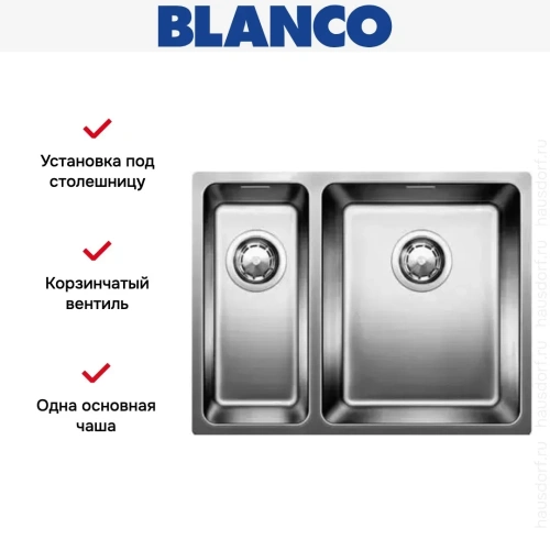 Мойка Blanco Andano 340/180-U чаша справа нержавеющая сталь фото 5