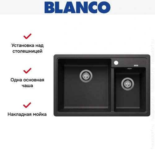 Мойка BLANCO LEGRA 8 SIlgranit антрацит, чаша слева фото 3