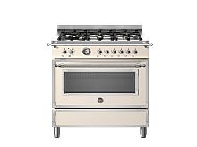 Варочный центр Bertazzoni, 6 газовых конфорок и многофункциональный электрический шкаф, Heritage, 90 см, слоновая кость Слоновая кость